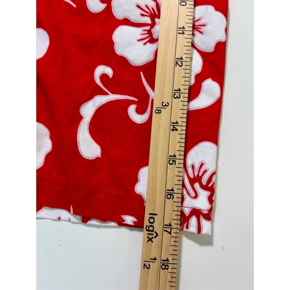 Palmwave Hawaii Shirt Mens XXL Red White Hibiscus Floral Resortware Vacation - Picture 10 of 11